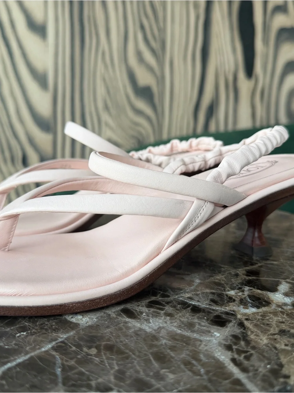 Tod’s Pink Leather Slingback Kitten Heel Sandals 39.5